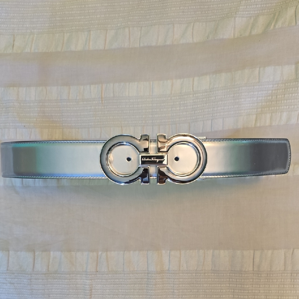 Salvatore Ferragamo Metallic Silver Belt